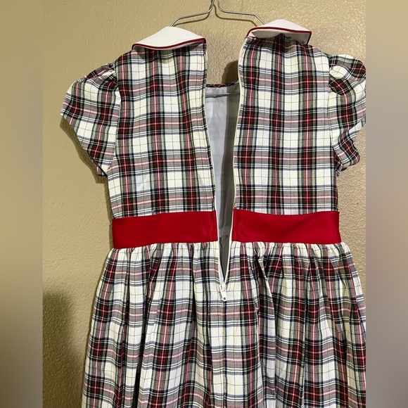 Bonnie Jean Red, Green & White Holiday Dress with Peter Pan Collar Girls 6X - Picture 7 of 8